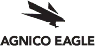 Agnico Eagle logo featuring a black, stylized eagle with its wings spread, flying to the right. The text "AGNICO EAGLE" is displayed below the eagle in bold, capital letters.